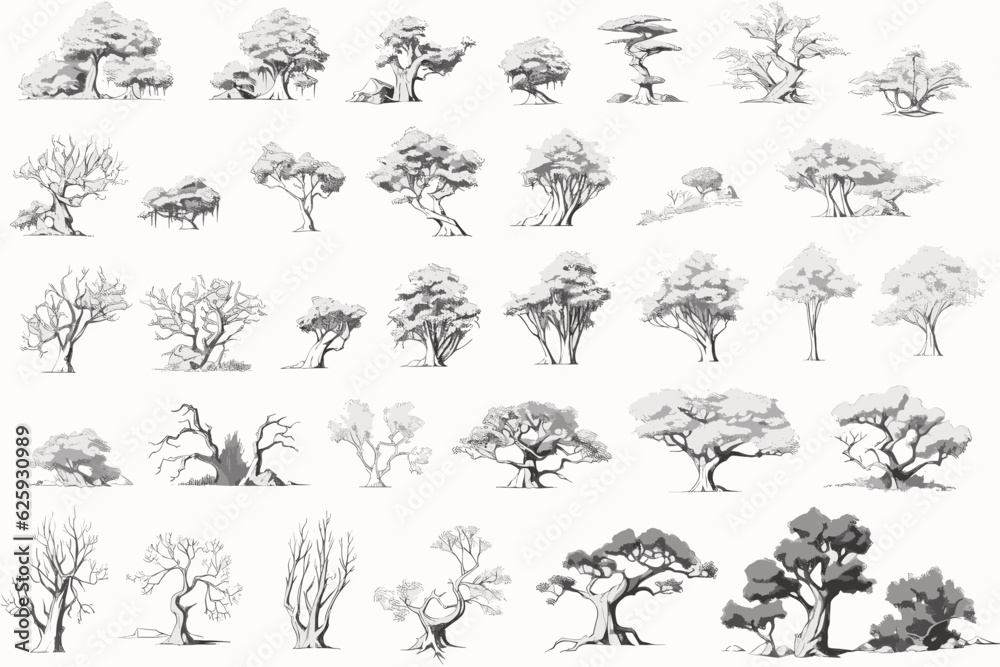 Fototapeta premium collection of trees vector