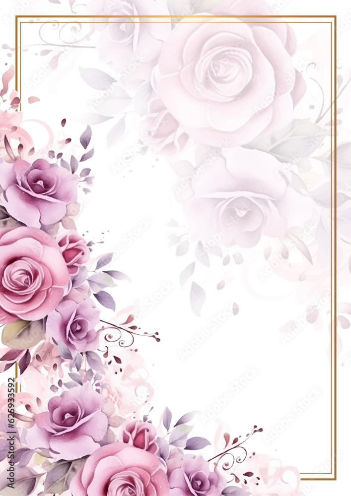 Watercolor delicate blossom floral illustration - frame, border with bright blush, red, white, pink, vivid flowers, green leaves, for wedding stationary, greetings, wallpapers, fashion, wrapping