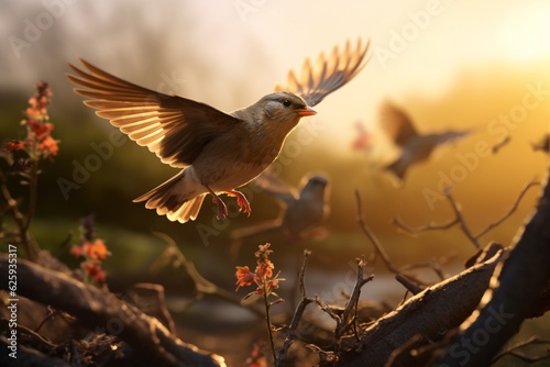 Photography of birds in their natural habitats with different species, Generative AI © Nino43
