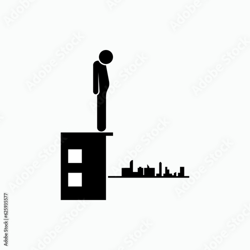 Suicide Icon. Ended Life Symbols Due to Serious Issues - Vector, Sign for Design, Presentation, Website or Application Element.