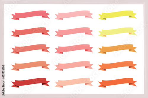 かわいい水彩の手書き風リボンセット　Hand drawn style cute watercolor vector ribbon set