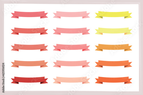 かわいい水彩の手書き風リボンセット　Hand drawn style cute watercolor vector ribbon set