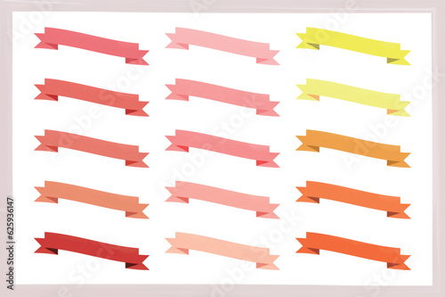 かわいい水彩の手書き風リボンセット　Hand drawn style cute watercolor vector ribbon set