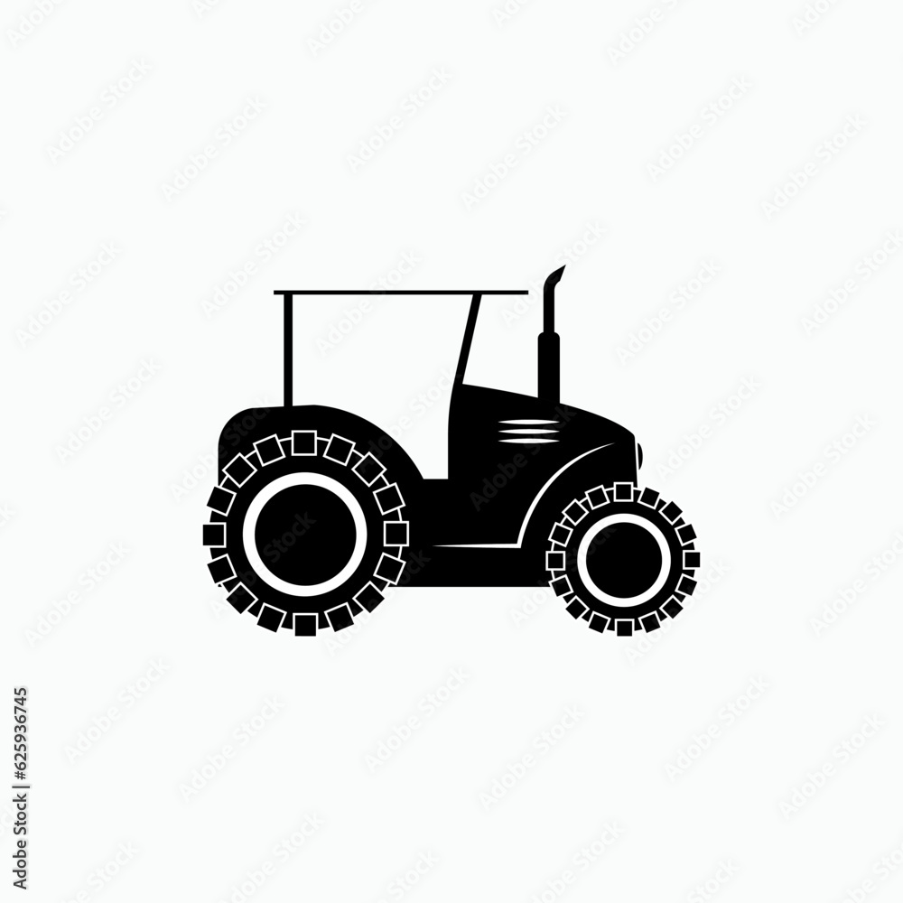 Tractor Icon. Agricultural Equipment Symbol As Simple Vector Sign for Design and Website, Presentation or Application.