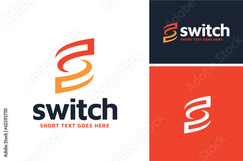 Initial Letter S for Synchronize Spin Swirl Switch Swap with Vortex Spiral Tornado Twister Hurricane logo design