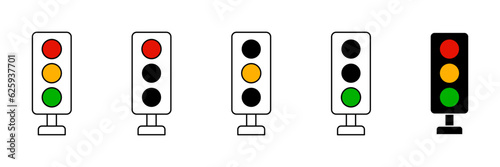 Traffic light icon set. Stoplight sign. Traffic control icon collection. EPS 10
