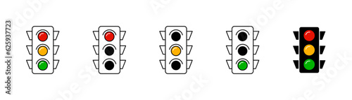 Traffic light icon set. Stoplight sign. Traffic control icon collection. EPS 10
