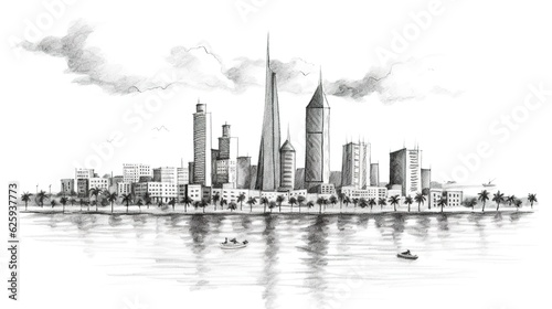 Bahrain - Manama sketch hand drawn  ai 