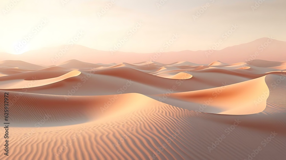 a desert landscape with sand dunes - obrazy, fototapety, plakaty 
