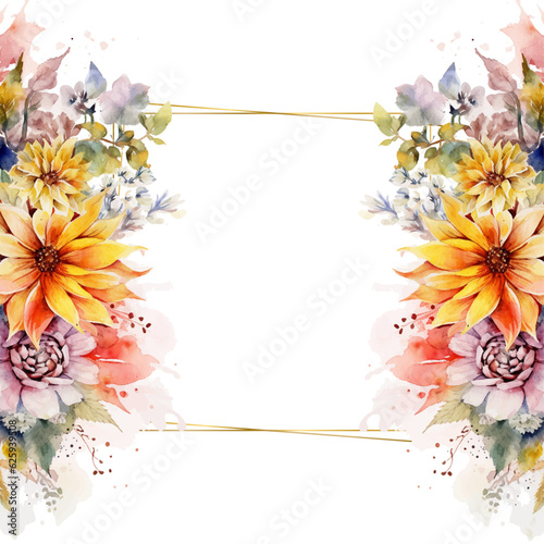 Luxury botanical gold wedding frame elements 