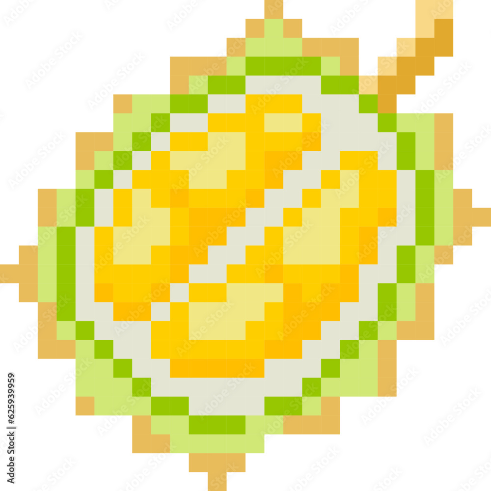 durian cartoon icon in pixel style