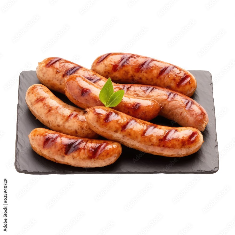 Grilled german bratwurst sausages, transparent background Grilled german bratwurst sausages, transparent background