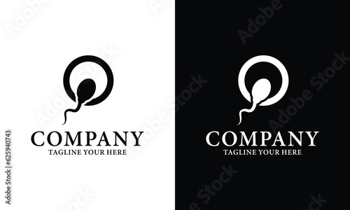 Sperm symbols on the human body logo design on a black and white background.