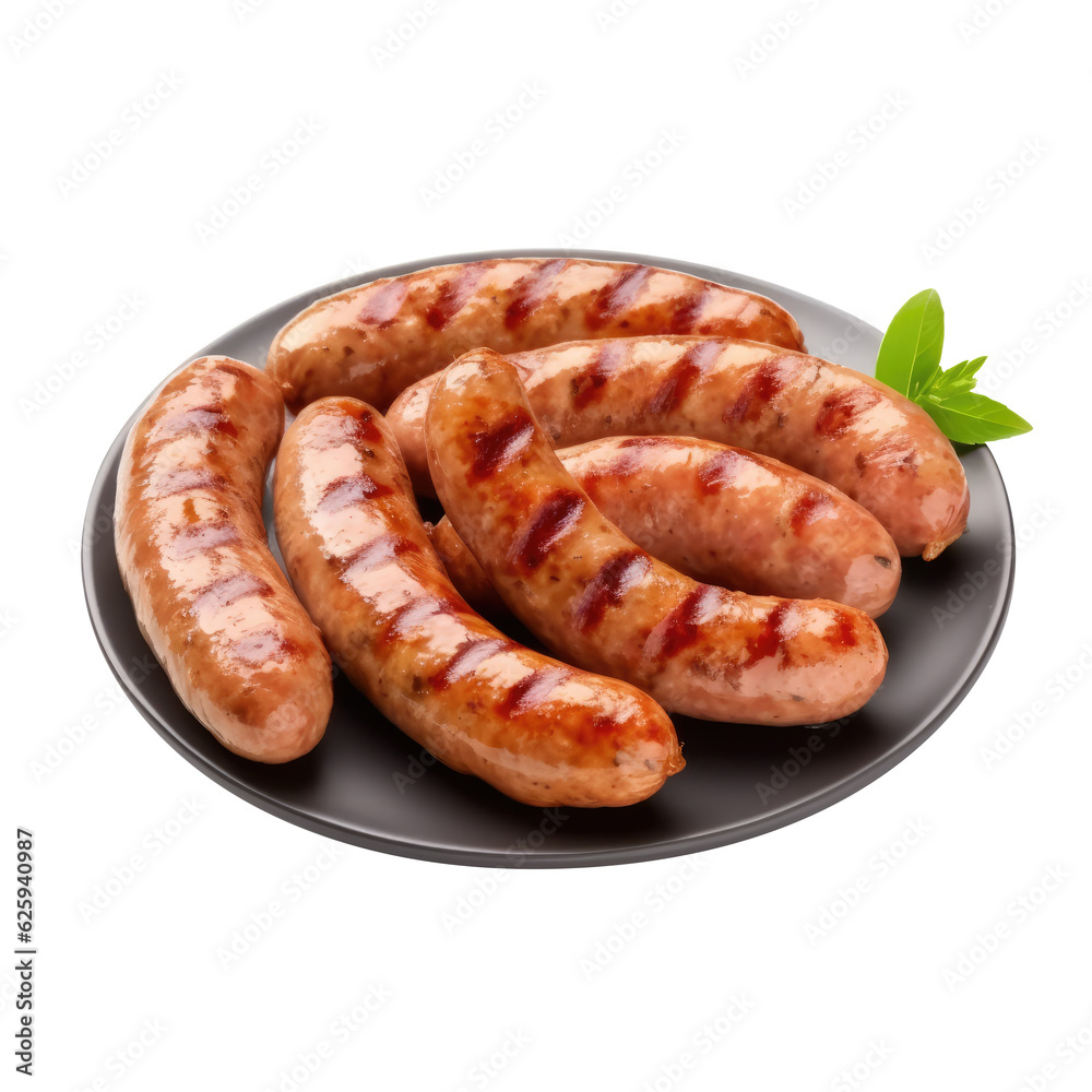 Grilled german bratwurst sausages, transparent background Grilled german bratwurst sausages, transparent background