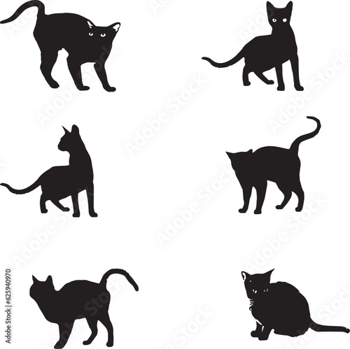 Fototapeta Naklejka Na Ścianę i Meble -  Set of Cute Cats  Vector silhouette easy to use	