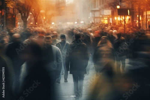 Blurred crowd of people, street style.