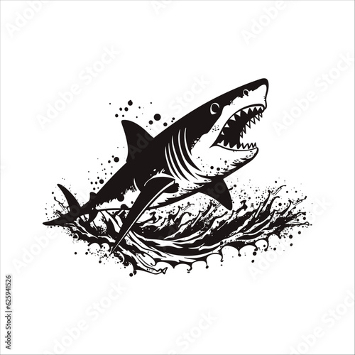 Shark isolated on white background  icon  vector illustration.