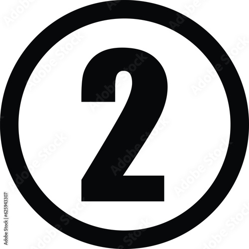 Number 2 icon circle vector illustration isolated on white background . Number two icon
