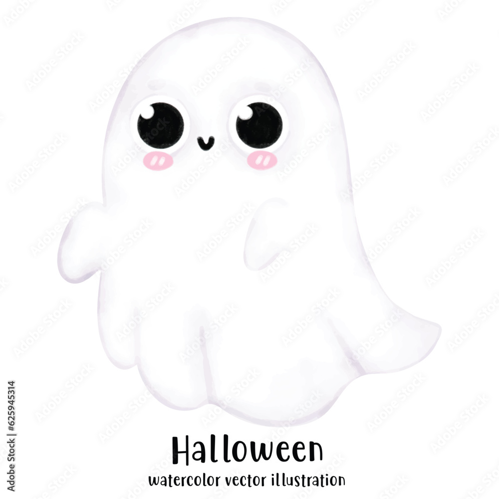 Cute Ghost, Halloween Ghost, Witch, Watercolor style Cute Ghost, Halloween Ghost, Witch, Watercolor style
