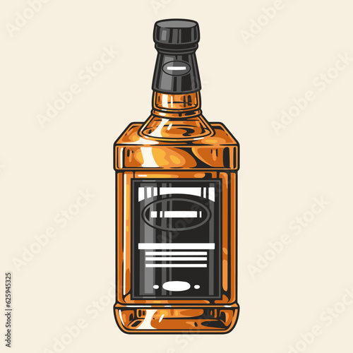 Whiskey bottle colorful vintage label
