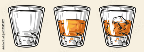 Glasses rum set label colorful