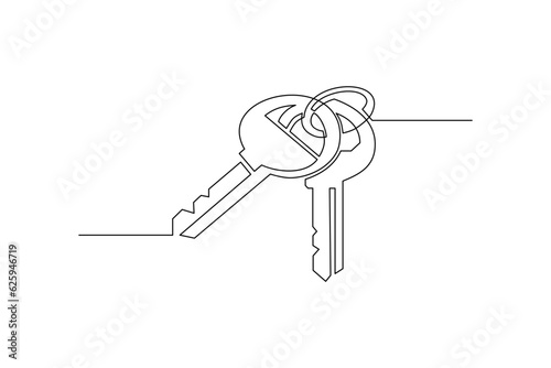 continuous line art drawing of house key