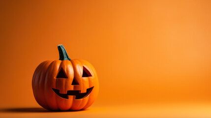 Halloween pumpkin on vivid background with a place for text 