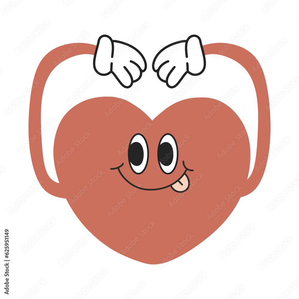 Heart groovy retro character cartoon Heart groovy retro character cartoon