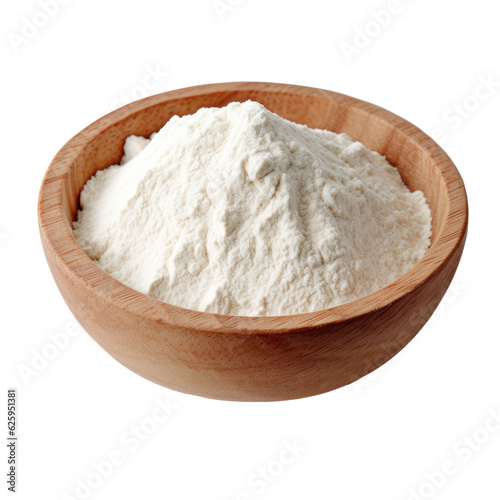 Cut-Off Flour Powder in Wooden Bowl