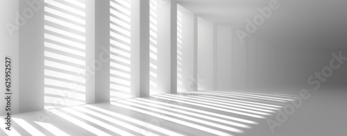 White room with shadow and sunlight. Generative AI