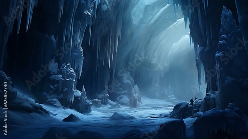 a cave with ice and snow