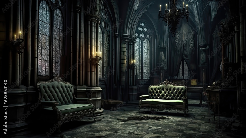 Gothic Room Enigma Unveiling the Eerie Charm in Ultra High Resolution AI generative  