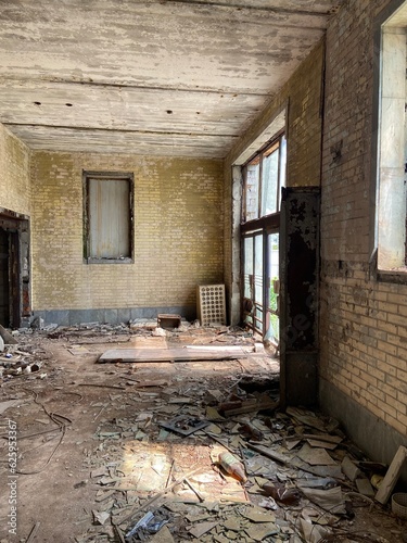 The destroyed building of the enterprise