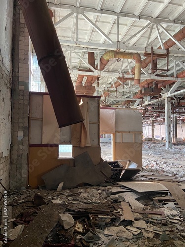 The destroyed building of the enterprise