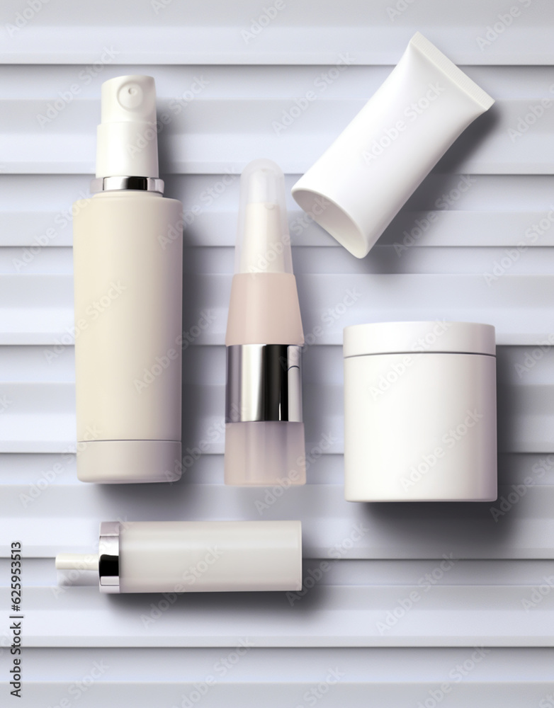Cosmetics SPA branding mock-up on pastel background, place your design, AI Generated