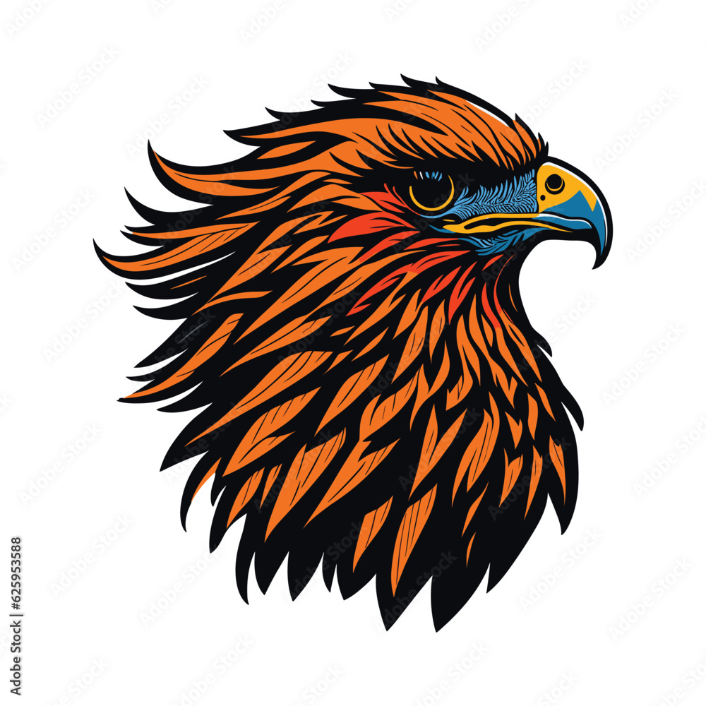 Obraz premium Hawk head colorful concept in isolated vector illustration on white background