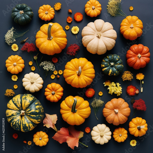 Thanksgiving decorations on a black background - capturing the essence of autumn