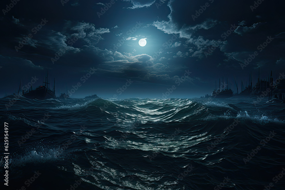 full moon over the sea
