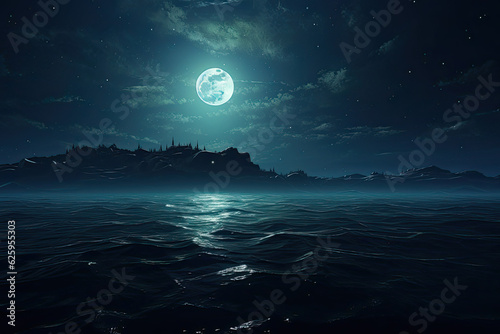 full moon over the sea © ahmudz