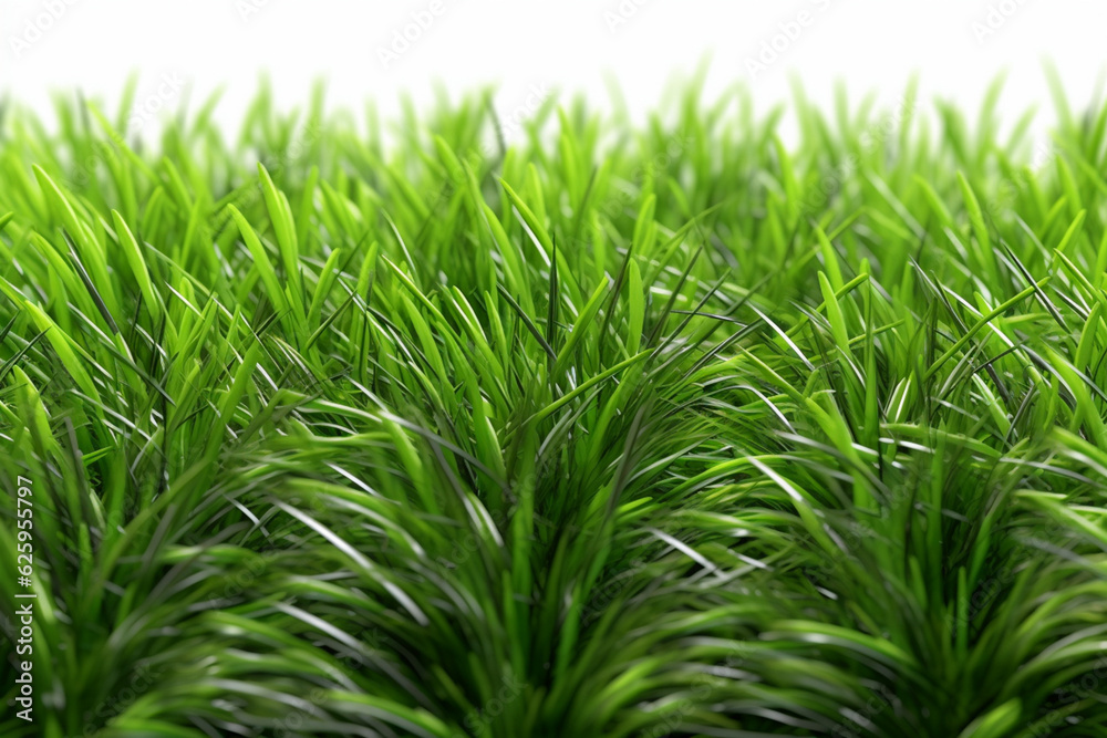 Fototapeta premium green grass in closeup against white background Generative AI