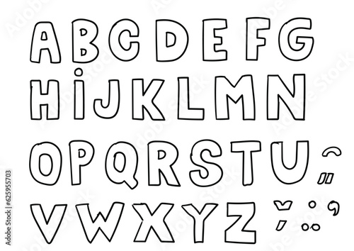 Hand drawn typeface set. Brush painted characters: lowercase and uppercase.Typography alphabet for your designs. Vector.