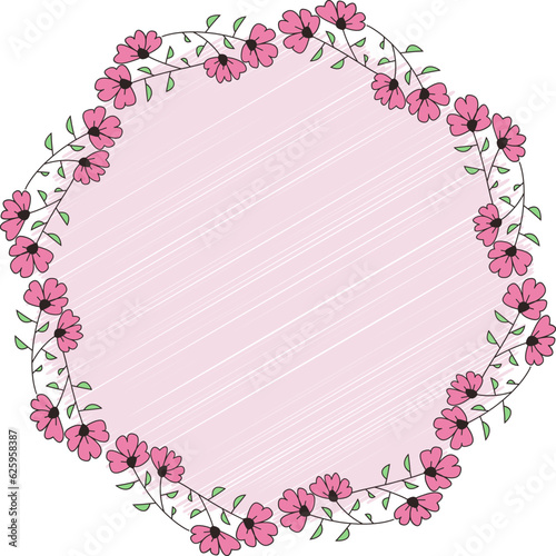 Bola rabiscada com flores rosa