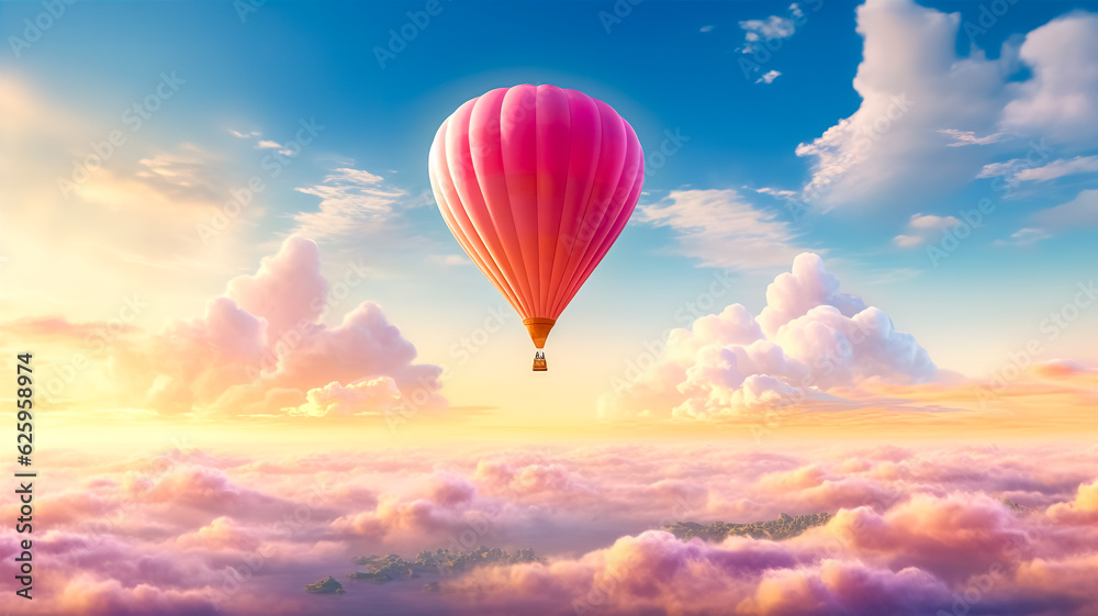 Naklejka premium colorful hot air balloon in the sky, made with Generative AI