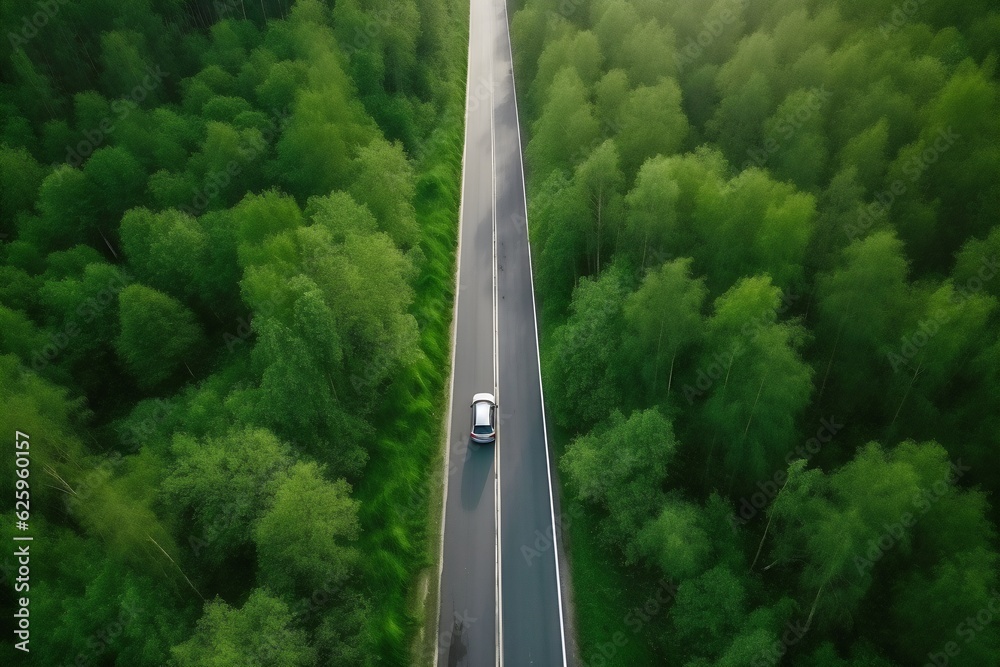 highway in the forest, generative AI
