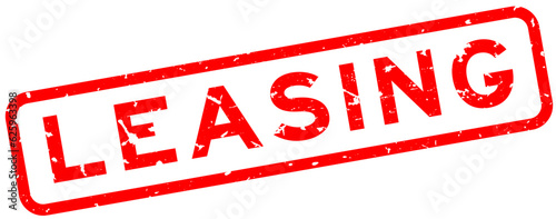 Grunge red leasing word square rubber seal stamp on white background