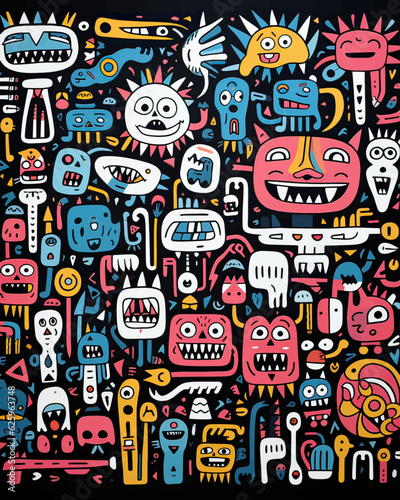 funny monsters pattern. Vector illustration