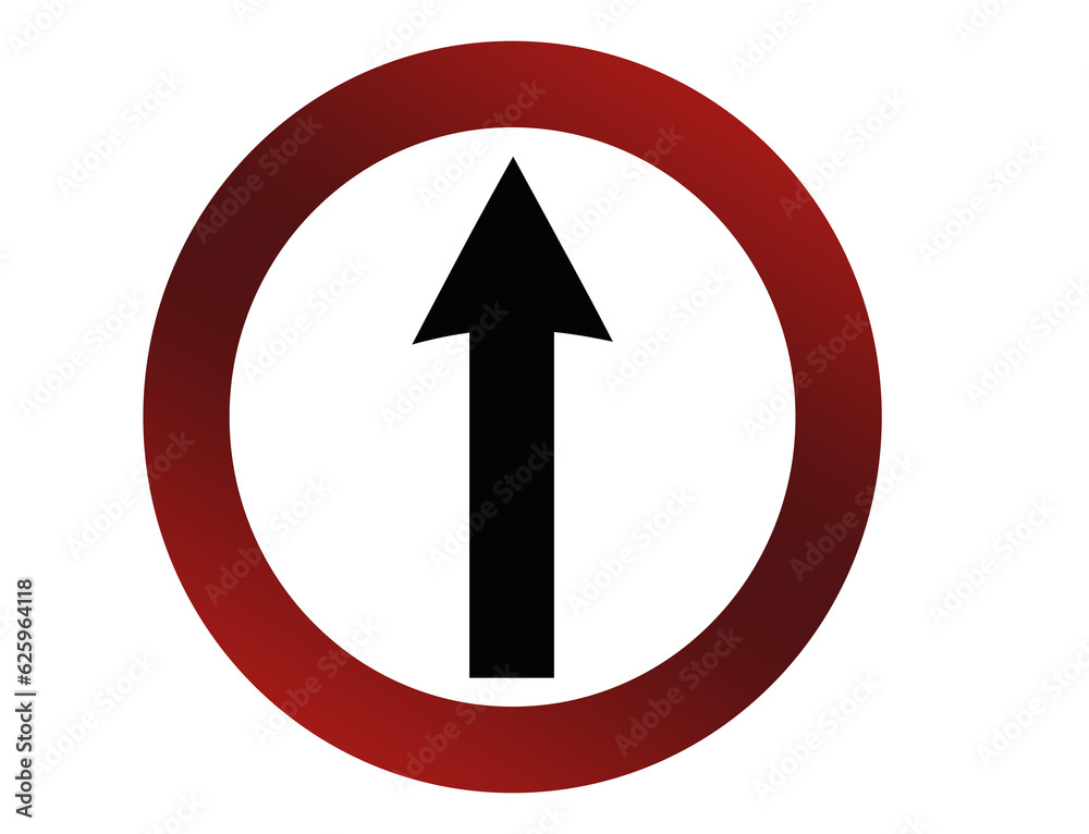 One way traffic sign. Arrow in a circle indicating mandatory direction or allowed direction One way traffic sign. Arrow in a circle indicating mandatory direction or allowed direction