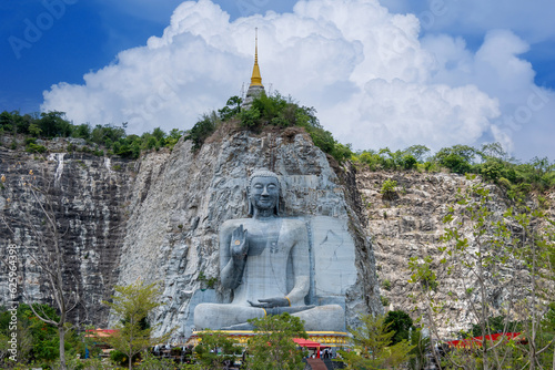 Phra Buddha Phaya Khiri Sri Suvarnabhumi or Reverend Father U-Thong big buddha Wat Khao Tham Thiam, U Thong District, Suphan Buri, Thailand photo