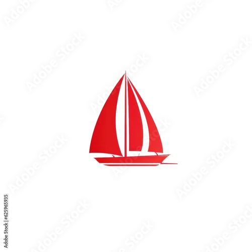 Red Sailboat simple icon on white background. Generative AI