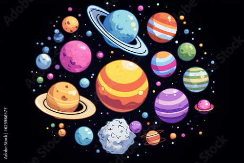 Planets illustration, Generative ai